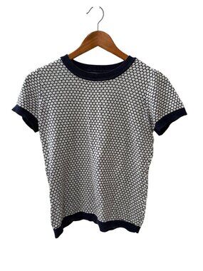 Maison Jules Knit Top – Navy Blue & White – Size Small (approx.)